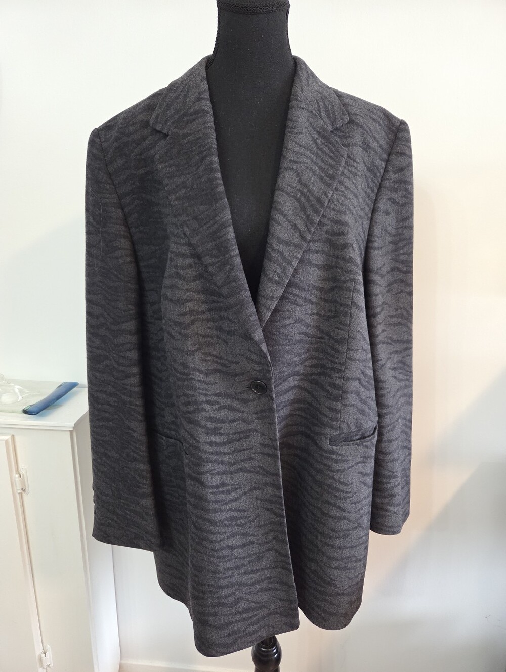 Basler wool wavy stripe longline blazer Sz 14